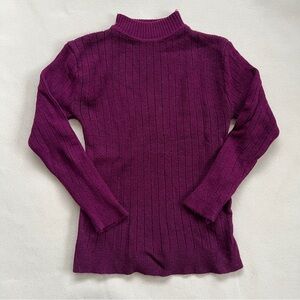 Purple Ribbed Turtleneck Sweater